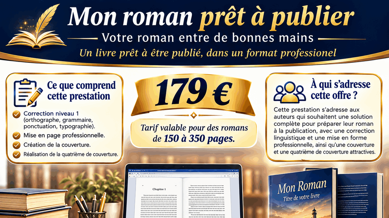 Correction de votre manuscrit. Correction de roman à trois niveaux.